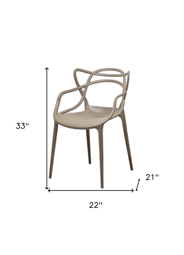 HomeRoots Set of Four Stylish Gray Heavy-Duty Plastic Dining Arm Chairs for Versatile Home Seating Solutions 553981