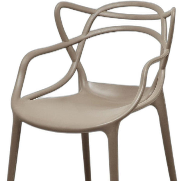 HomeRoots Set of Four Stylish Gray Heavy-Duty Plastic Dining Arm Chairs for Versatile Home Seating Solutions 553981