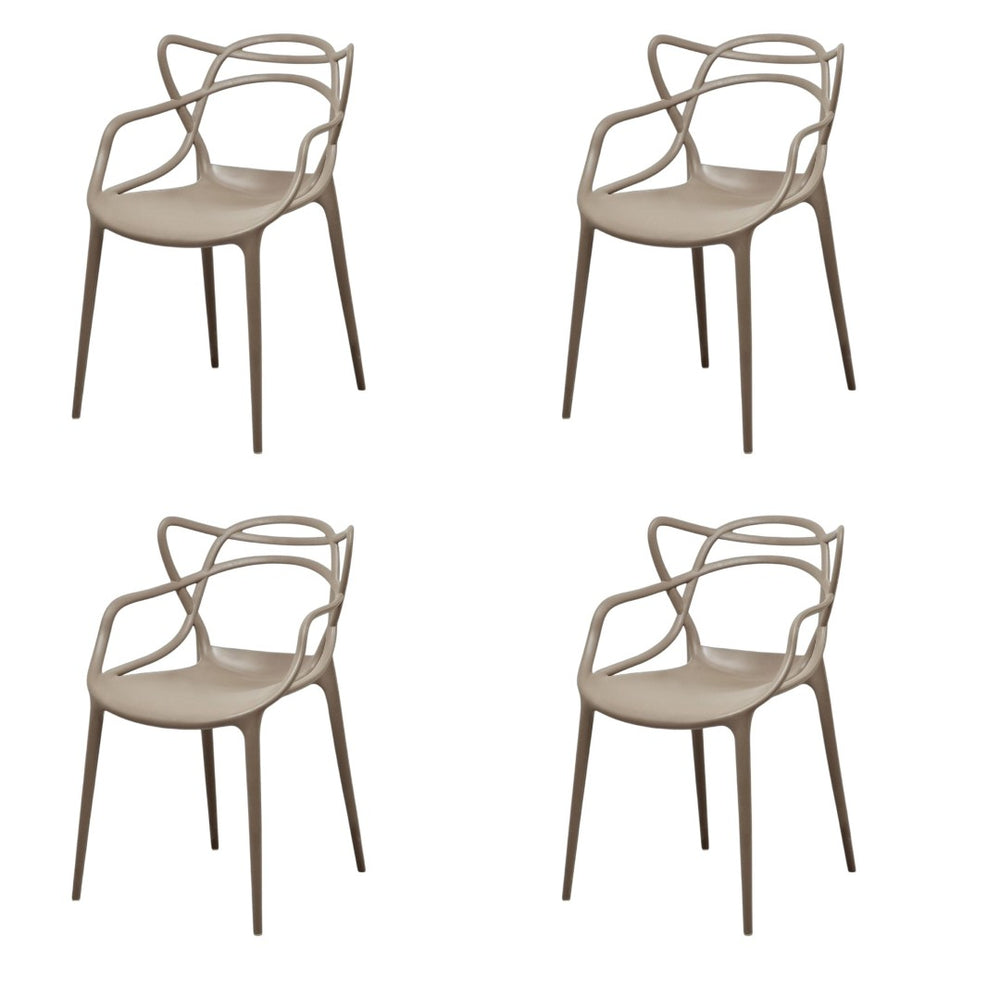 HomeRoots Set of Four Stylish Gray Heavy-Duty Plastic Dining Arm Chairs for Versatile Home Seating Solutions 553981