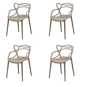 HomeRoots Set of Four Stylish Gray Heavy-Duty Plastic Dining Arm Chairs for Versatile Home Seating Solutions 553981