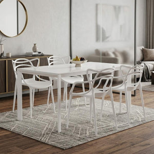 Set of Four Stackable Heavy Duty Plastic Arm Dining Chairs for Indoor and Outdoor Use