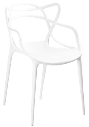 Set of Four Stackable Heavy Duty Plastic Arm Dining Chairs for Indoor and Outdoor Use