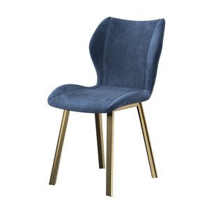 HomeRoots Set of Four Blue and Gold Velvet Dining Side Chairs – Elegant Comfort for Every Modern Space 553984