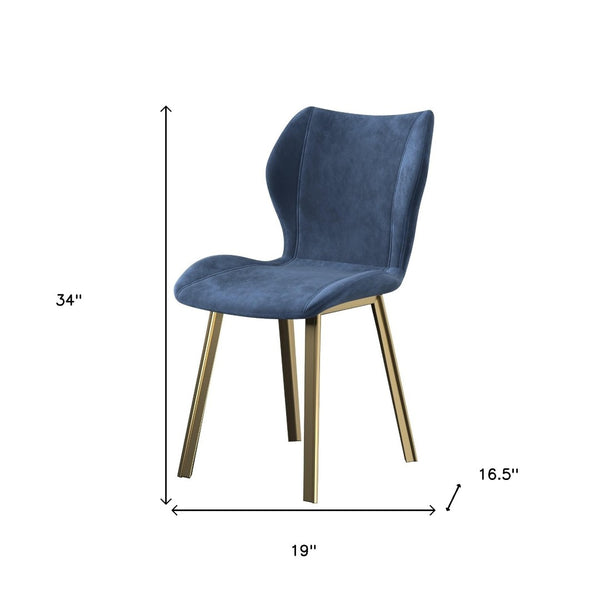 HomeRoots Set of Four Blue and Gold Velvet Dining Side Chairs – Elegant Comfort for Every Modern Space 553984