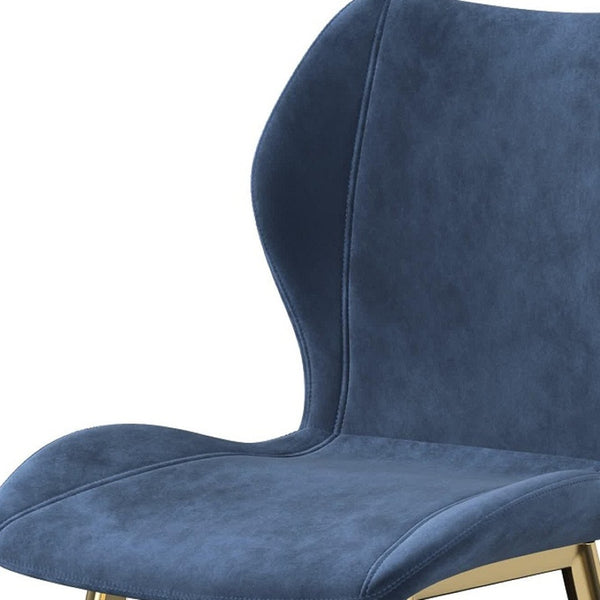 HomeRoots Set of Four Blue and Gold Velvet Dining Side Chairs – Elegant Comfort for Every Modern Space 553984