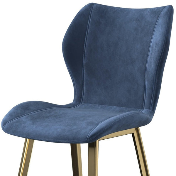 HomeRoots Set of Four Blue and Gold Velvet Dining Side Chairs – Elegant Comfort for Every Modern Space 553984
