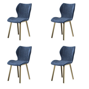 HomeRoots Set of Four Blue and Gold Velvet Dining Side Chairs – Elegant Comfort for Every Modern Space 553984