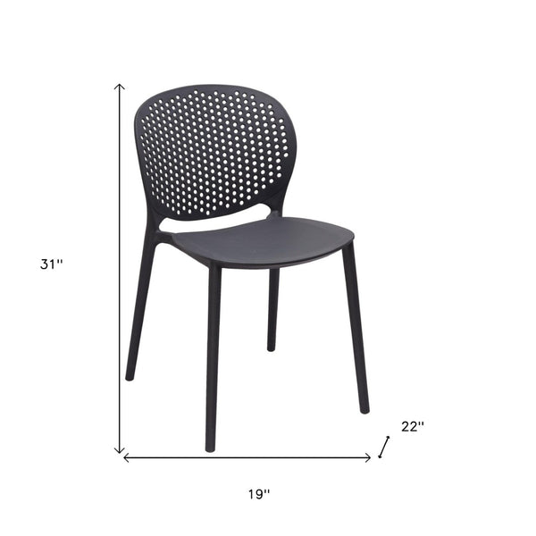 HomeRoots Set of Four Gray Heavy Duty Plastic Dining Chairs for Stylish Comfort & Versatile Home Use 553987