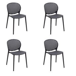 HomeRoots Set of Four Gray Heavy Duty Plastic Dining Chairs for Stylish Comfort & Versatile Home Use 553987