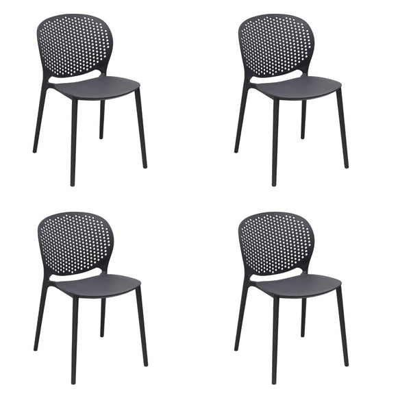 HomeRoots Set of Four Gray Heavy Duty Plastic Dining Chairs for Stylish Comfort & Versatile Home Use 553987