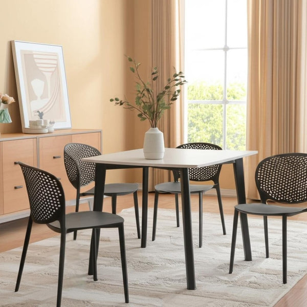 HomeRoots Set of Four Gray Heavy Duty Plastic Dining Chairs for Stylish Comfort & Versatile Home Use 553987