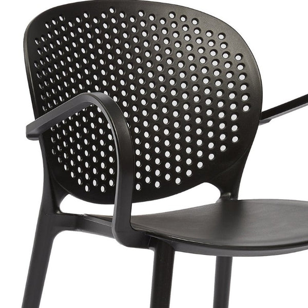 Set of Four Stackable Arm Chairs in Durable Plastic for Modern Dining Spaces