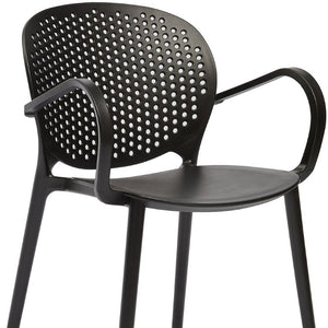 Set of Four Stackable Arm Chairs in Durable Plastic for Modern Dining Spaces