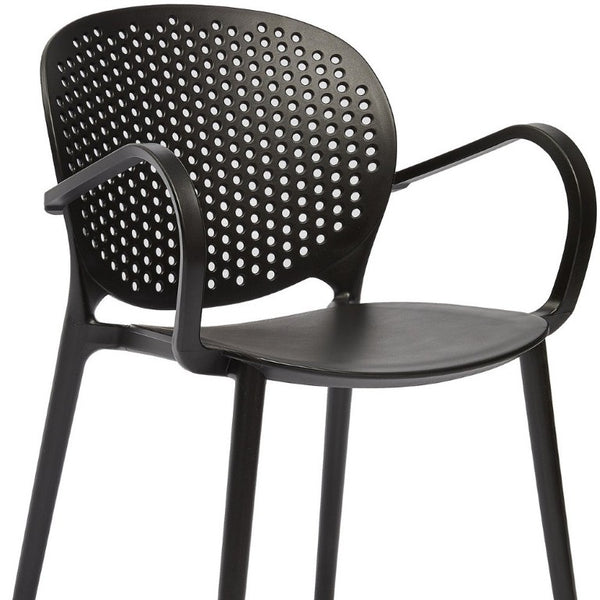 Set of Four Stackable Arm Chairs in Durable Plastic for Modern Dining Spaces