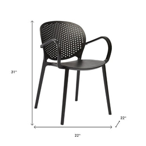 Set of Four Stackable Arm Chairs in Durable Plastic for Modern Dining Spaces