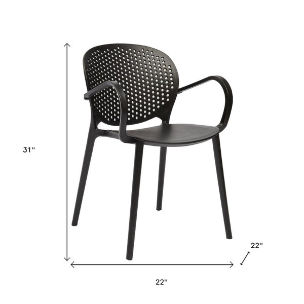 Set of Four Stackable Arm Chairs in Durable Plastic for Modern Dining Spaces