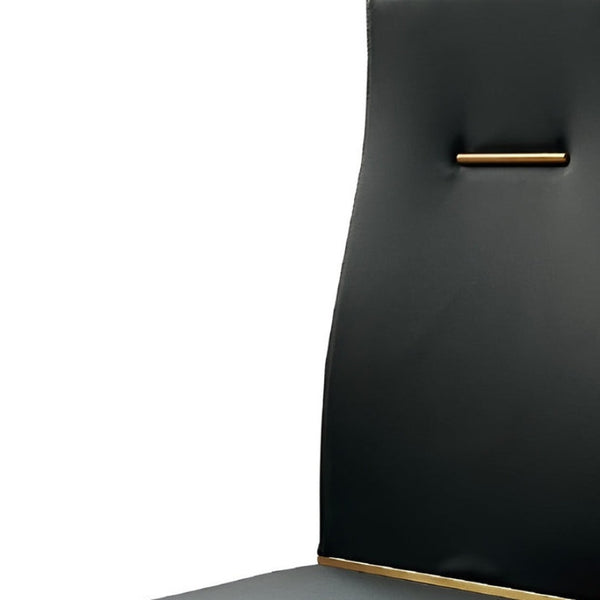 HomeRoots Set of Four Modern Black and Gold Faux Leather Dining Chairs for Stylish Home Decor & Comfort 553992