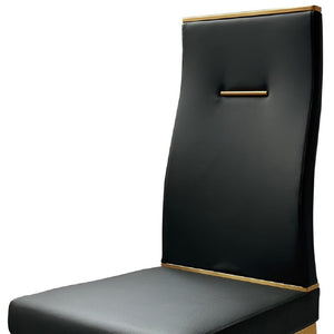 HomeRoots Set of Four Modern Black and Gold Faux Leather Dining Chairs for Stylish Home Decor & Comfort 553992