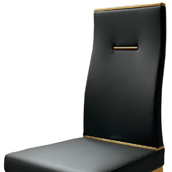HomeRoots Set of Four Modern Black and Gold Faux Leather Dining Chairs for Stylish Home Decor & Comfort 553992