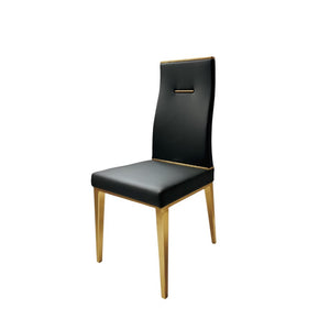 HomeRoots Set of Four Modern Black and Gold Faux Leather Dining Chairs for Stylish Home Decor & Comfort 553992