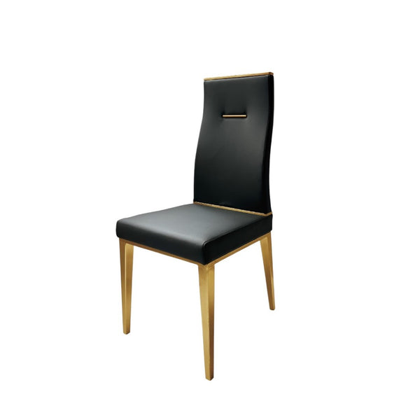 HomeRoots Set of Four Modern Black and Gold Faux Leather Dining Chairs for Stylish Home Decor & Comfort 553992
