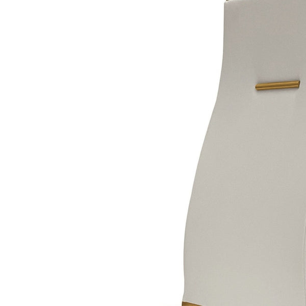 HomeRoots Set of Four White and Gold Upholstered Faux Leather Dining Chairs - Chic Comfort for Any Space 553994