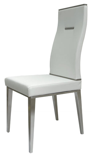 HomeRoots Set of Four Modern White & Silver Faux Leather Dining Chairs - Stylish Comfort for Any Space 553995