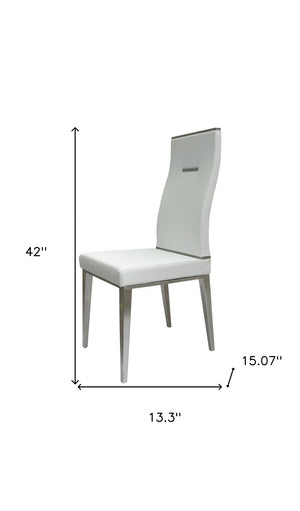 HomeRoots Set of Four Modern White & Silver Faux Leather Dining Chairs - Stylish Comfort for Any Space 553995