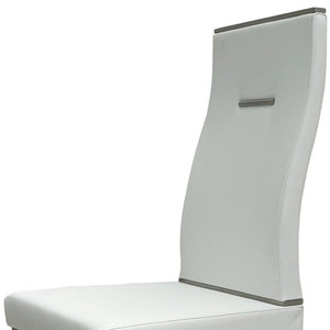 HomeRoots Set of Four Modern White & Silver Faux Leather Dining Chairs - Stylish Comfort for Any Space 553995