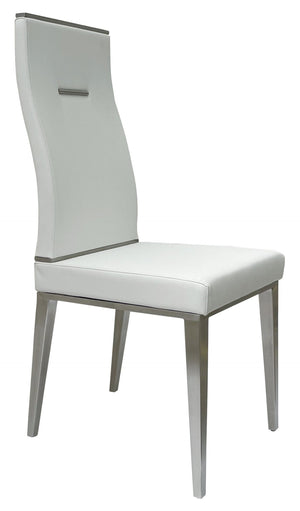 HomeRoots Set of Four Modern White & Silver Faux Leather Dining Chairs - Stylish Comfort for Any Space 553995