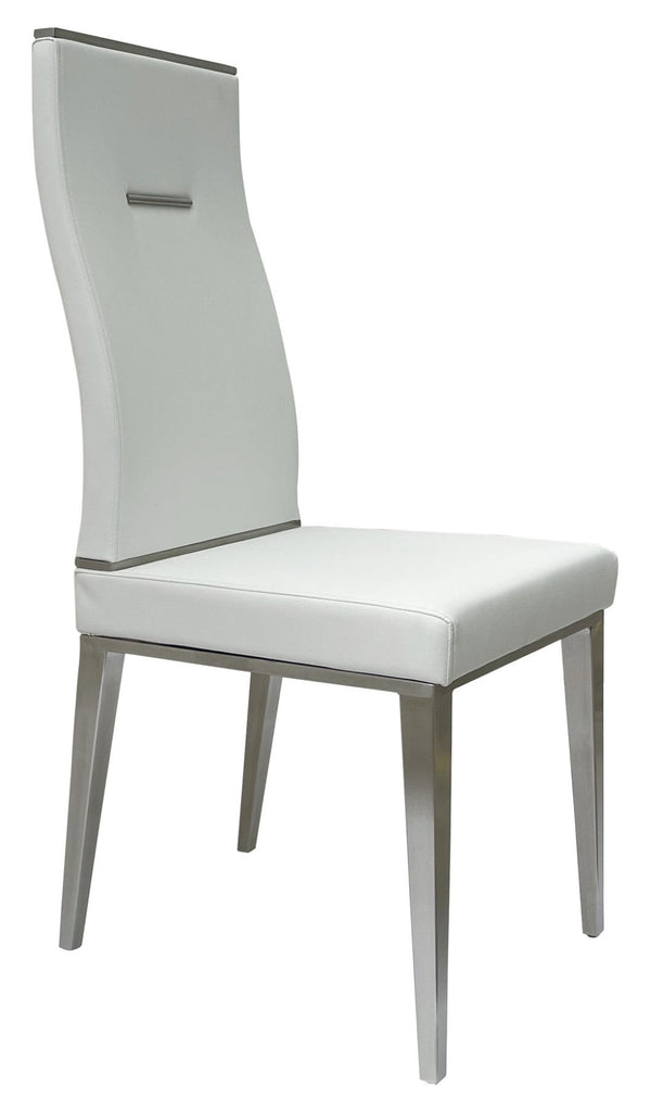 HomeRoots Set of Four Modern White & Silver Faux Leather Dining Chairs - Stylish Comfort for Any Space 553995