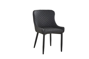 HomeRoots Set of Four Geometric Tufted Faux Leather Dining Chairs with Sleek Metal Legs 553997