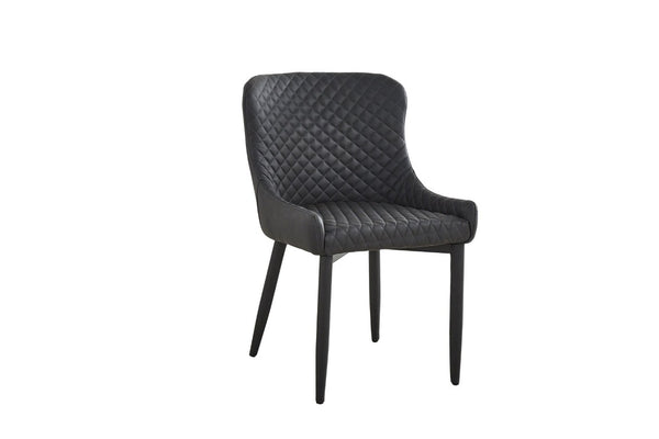 HomeRoots Set of Four Geometric Tufted Faux Leather Dining Chairs with Sleek Metal Legs 553997