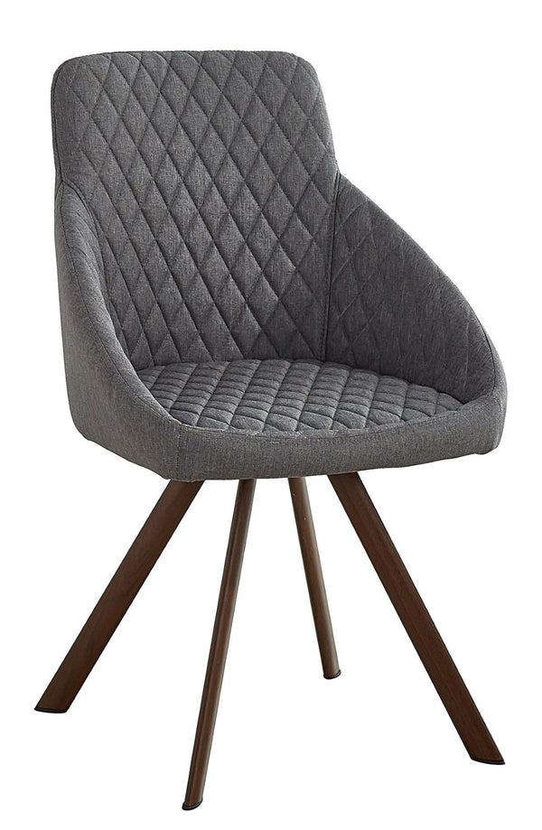 HomeRoots Set of Two Stylish Tufted Gray and Brown Dining Arm Chairs for Comfort and Versatile Home Decor 553999