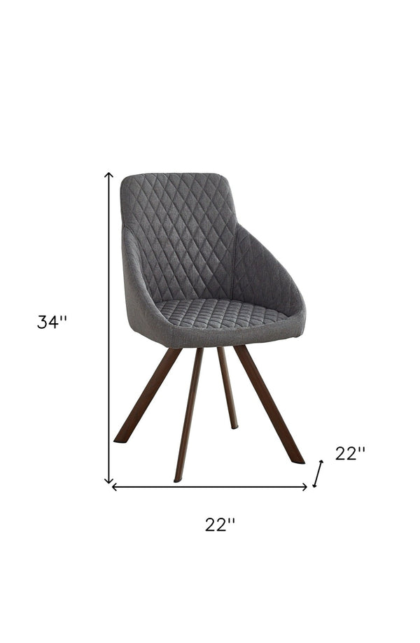 HomeRoots Set of Two Stylish Tufted Gray and Brown Dining Arm Chairs for Comfort and Versatile Home Decor 553999