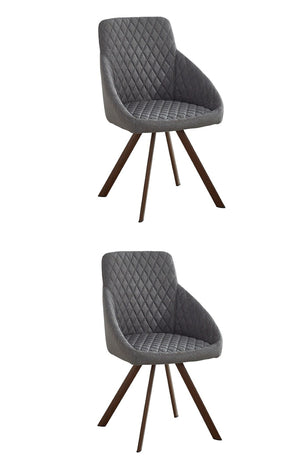 HomeRoots Set of Two Stylish Tufted Gray and Brown Dining Arm Chairs for Comfort and Versatile Home Decor 553999
