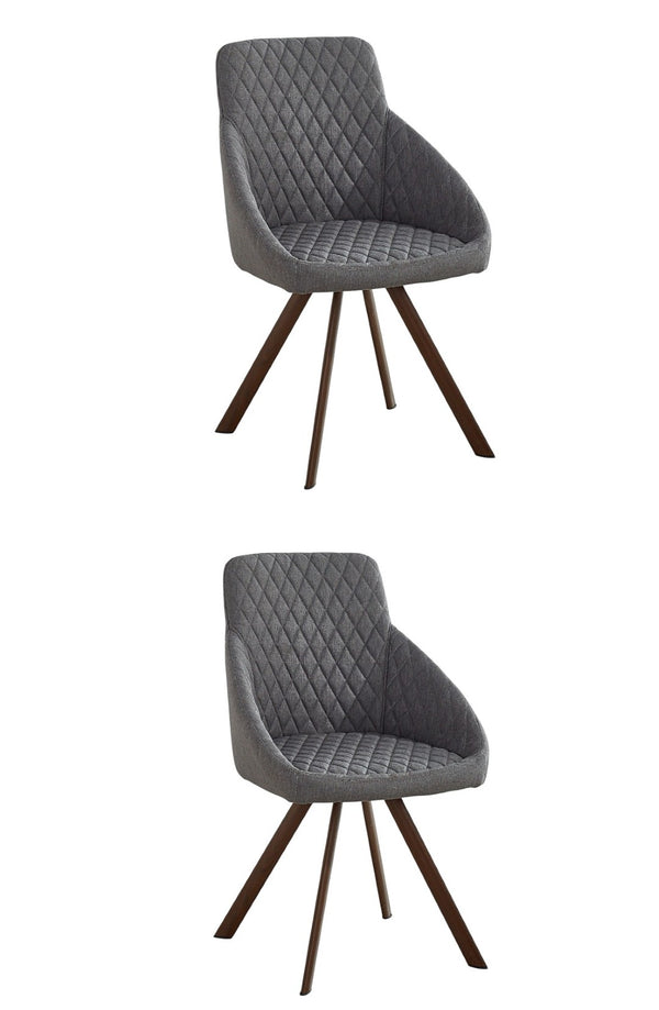 HomeRoots Set of Two Stylish Tufted Gray and Brown Dining Arm Chairs for Comfort and Versatile Home Decor 553999