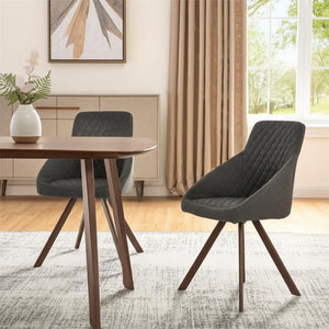 HomeRoots Set of Two Stylish Tufted Gray and Brown Dining Arm Chairs for Comfort and Versatile Home Decor 553999