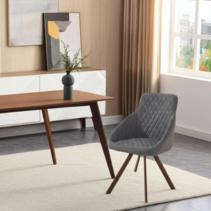 HomeRoots Set of Two Stylish Tufted Gray and Brown Dining Arm Chairs for Comfort and Versatile Home Decor 553999