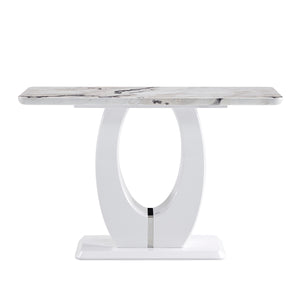 English Elm Modern Glossy White Rectangular Counter Bar Table 47.24"x18.11"x29.52" — Durable MDF, Easy Assembly, Multiuse Decor W1151S00487