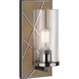 Robert Abbey Michael Berman Bond Wall Sconce Driftwood Oak Wood Finish with Blackened Nickel Accents Clear Glass Shade