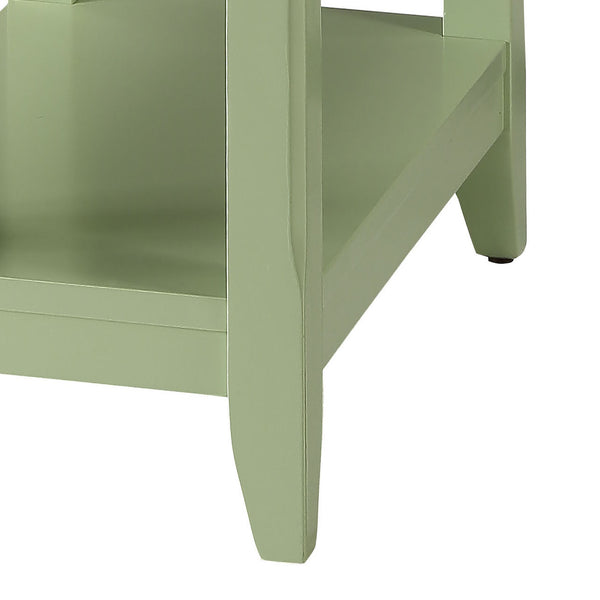 English Elm Light Green Mid-Century Accent Table with Drawer & Shelf, Compact Storage for Small Spaces, Stylish Stability B062P185682