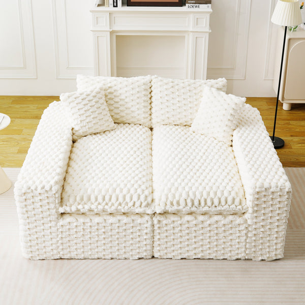 English Elm Luxury Turtle Velvet Multifunctional Sofa - Modular 4-Seater White/Green/Black/Pink, 400lb Capacity, Cozy Stylish Living Room Statement Piece W3371S00039