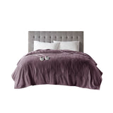 Serta Plush Heated Casual Blanket ST54-0092 Purple