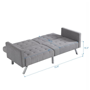 English Elm Sofa Convertible Linen Sofa Bed with Split-Back Recline, 3 Positions, Breathable Comfort for Small Spaces LIGHT GREY 41.3 L x 34.7 W x 8.2 H W2297S00006