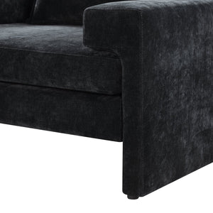 English Elm Christopher Knight Home® - Chenille Oversized Armchair with Thick Cushion and Wide Armrests, Ergonomic Back for Cozy Living Spaces Black N763P314419B