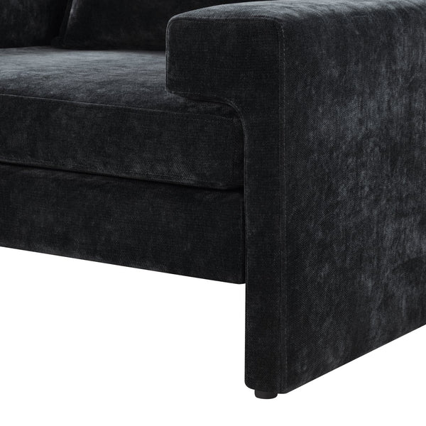 English Elm Christopher Knight Home® - Chenille Oversized Armchair with Thick Cushion and Wide Armrests, Ergonomic Back for Cozy Living Spaces Black N763P314419B