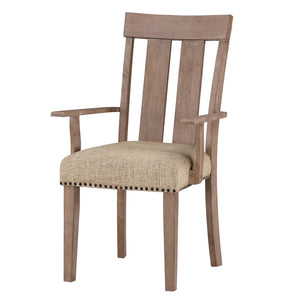 English Elm Beige and Maple Padded Arm Chair (Set Of 2)