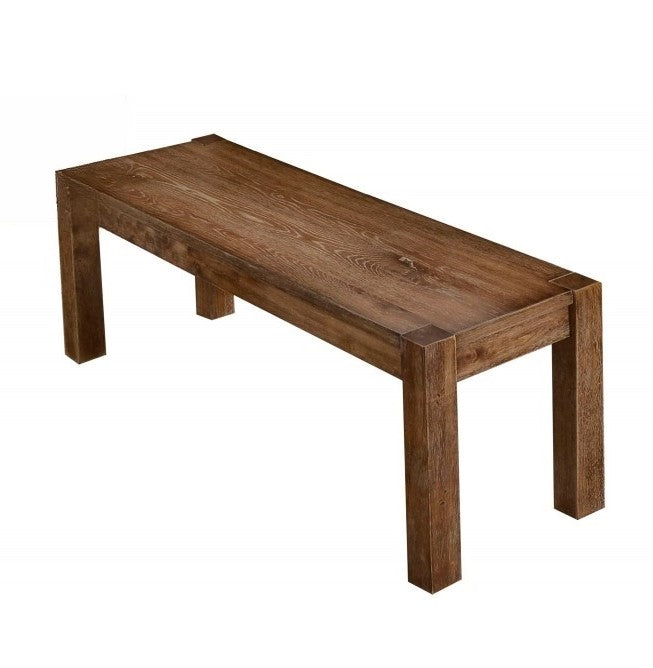 English Elm 48" Transitional Wood Dining Bench Driftwood Finish - 48" Rustic Natural Oak Seat for Kids, Entryway, Craft Room B011P361929
