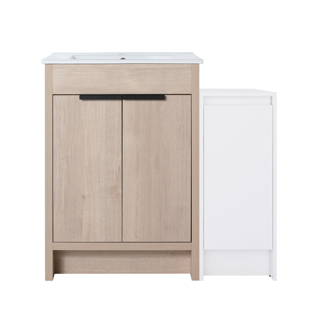 English Elm 36 Inch Freestanding Bathroom Vanity With Ceramic Sink, Soft-Close Doors & Ample Storage Solutions W999S00302